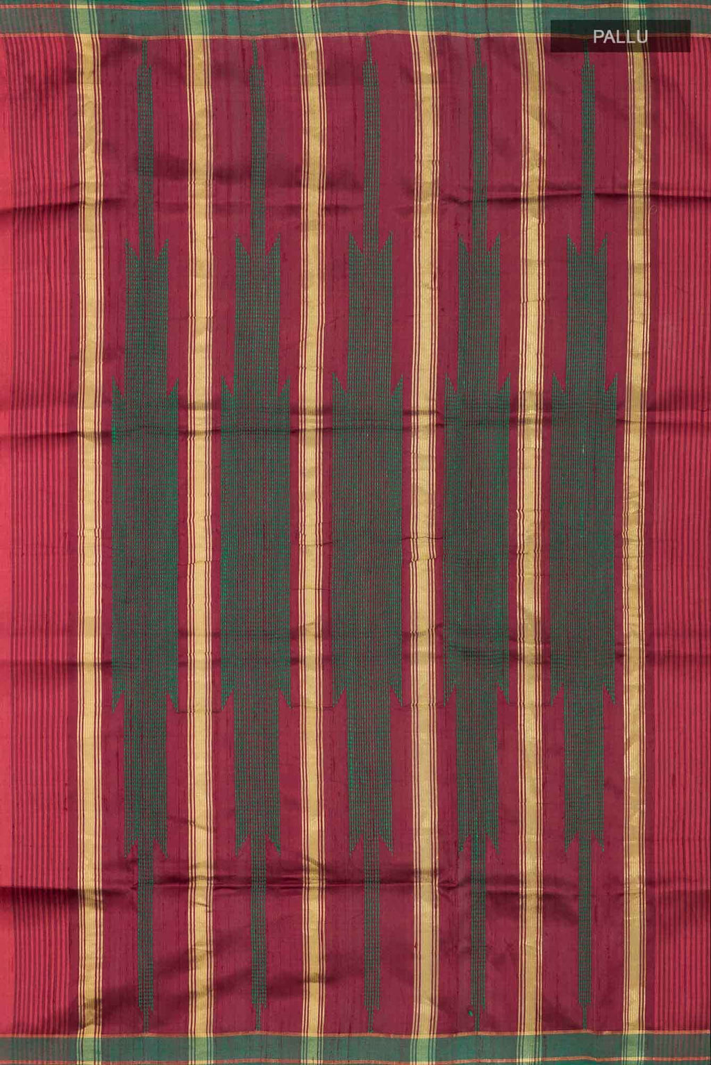 Emerald Ember-Red Bhagalpuri Tussar Silk Saree