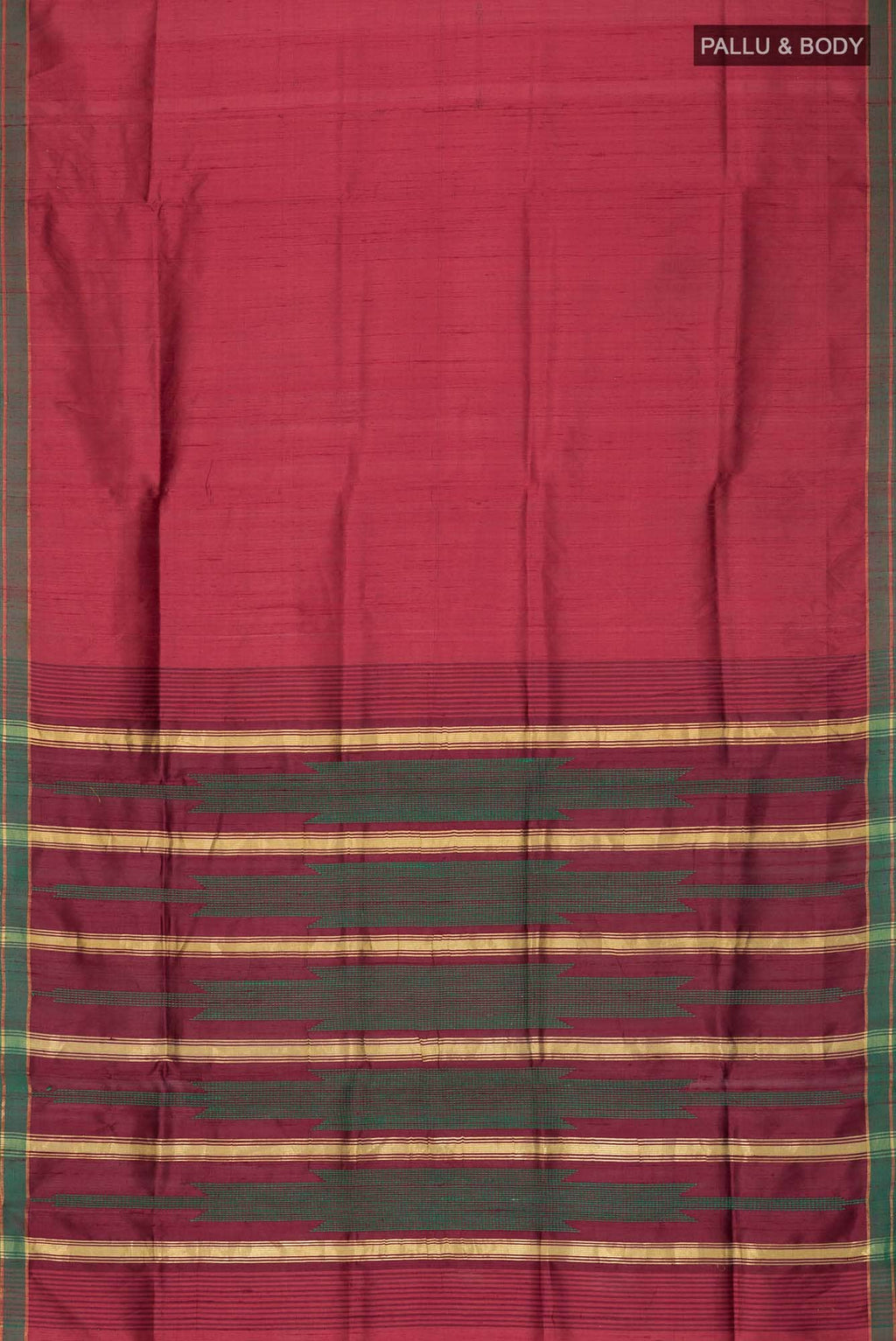Emerald Ember-Red Bhagalpuri Tussar Silk Saree