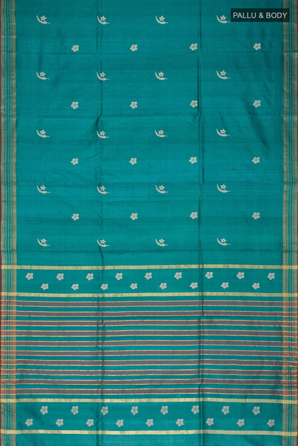 Chili Lily-Green Tussar Silk Saree