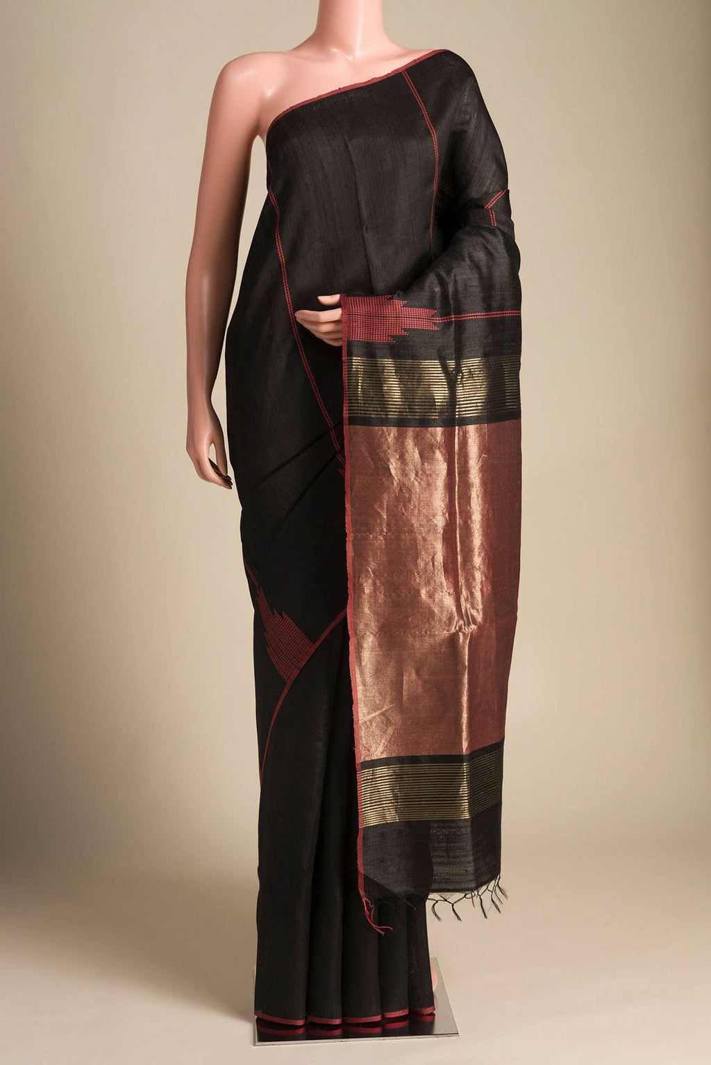 Dusky Diva-Black Tussar Silk Saree