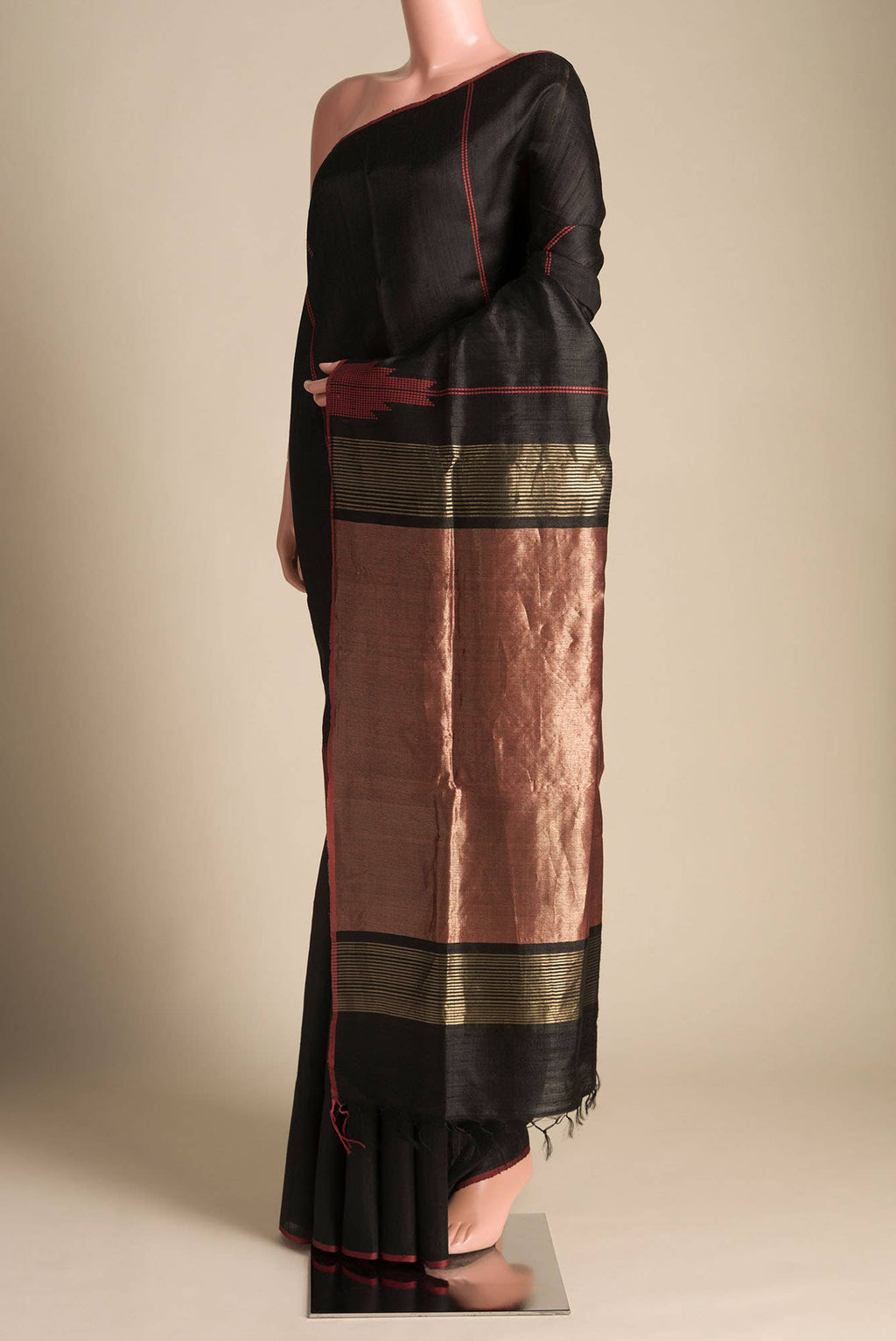 Dusky Diva-Black Tussar Silk Saree