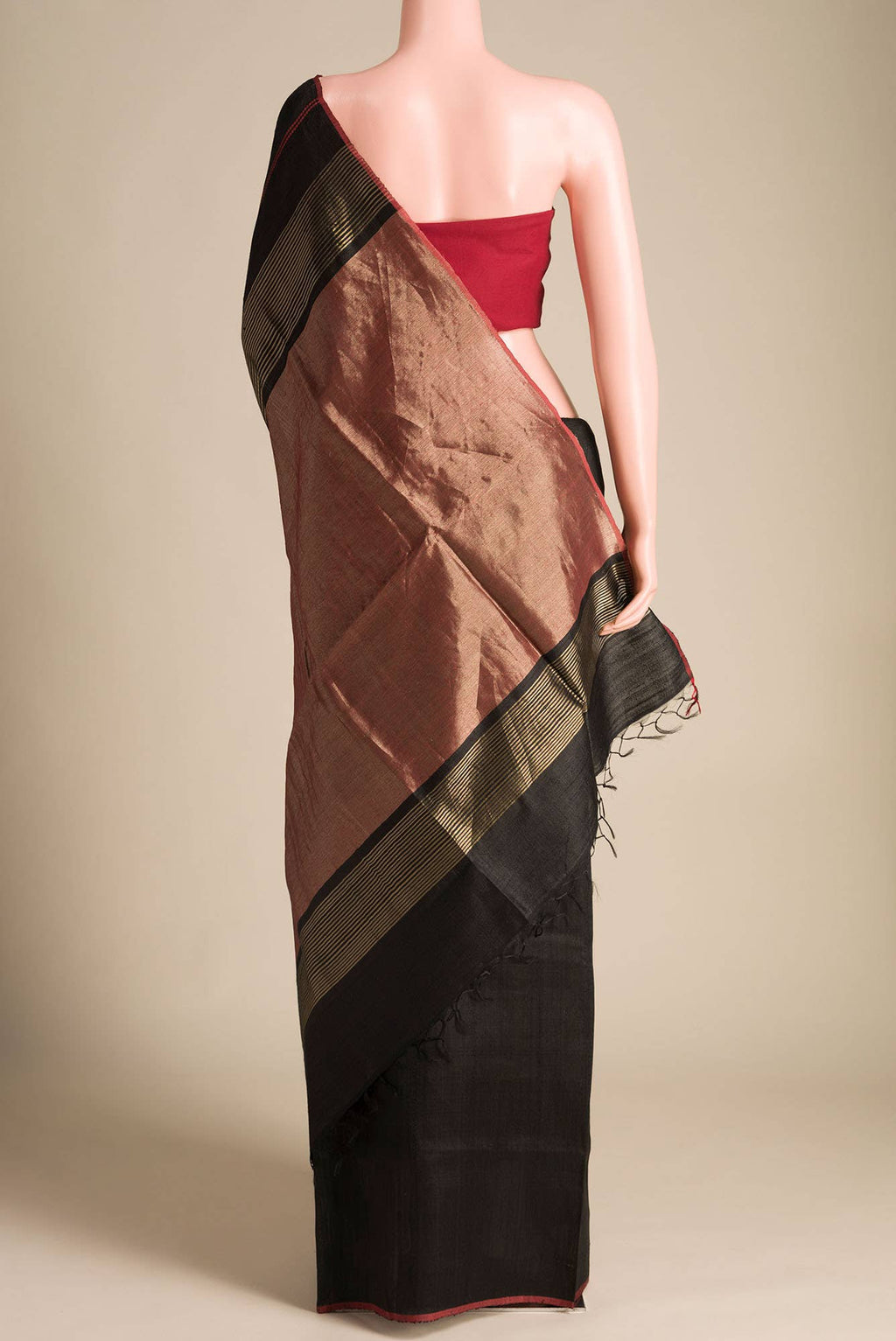 Dusky Diva-Black Tussar Silk Saree