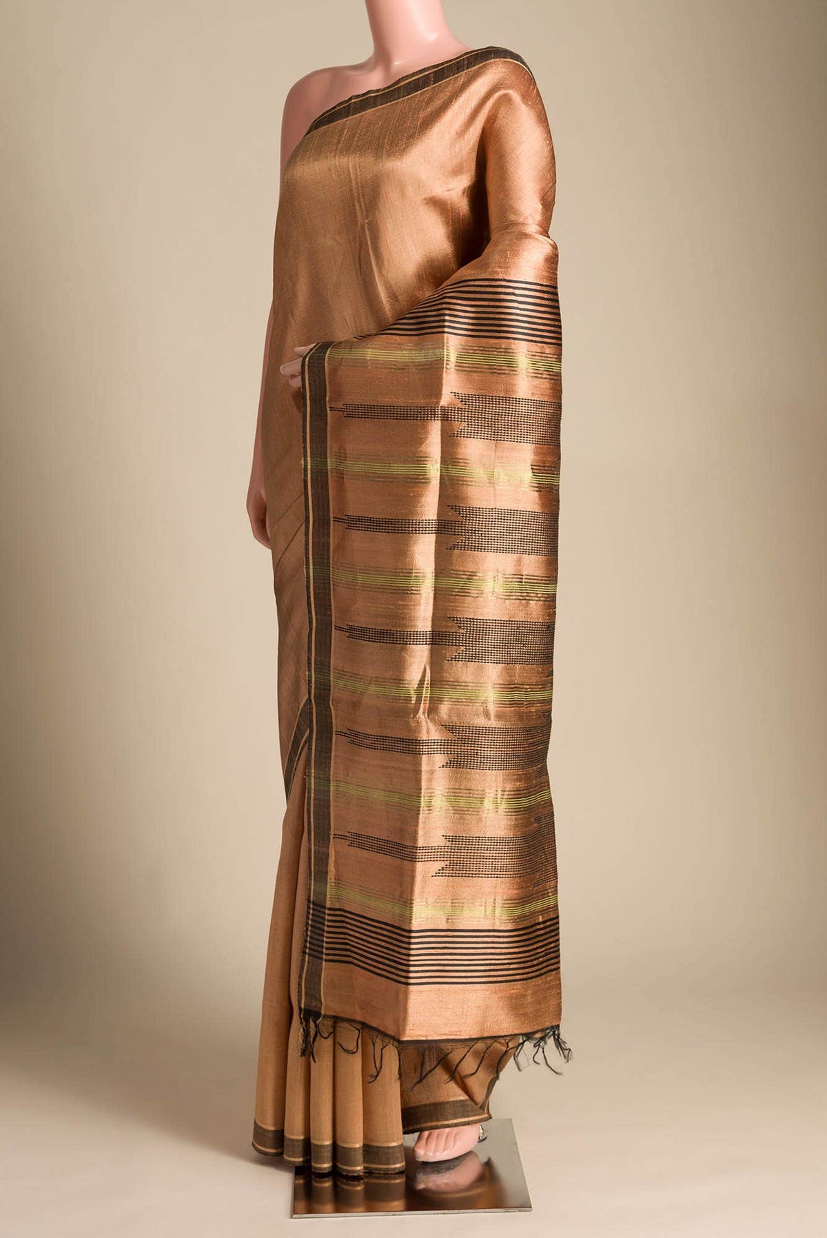 Espresso Shadow-Copper Tussar Silk Saree
