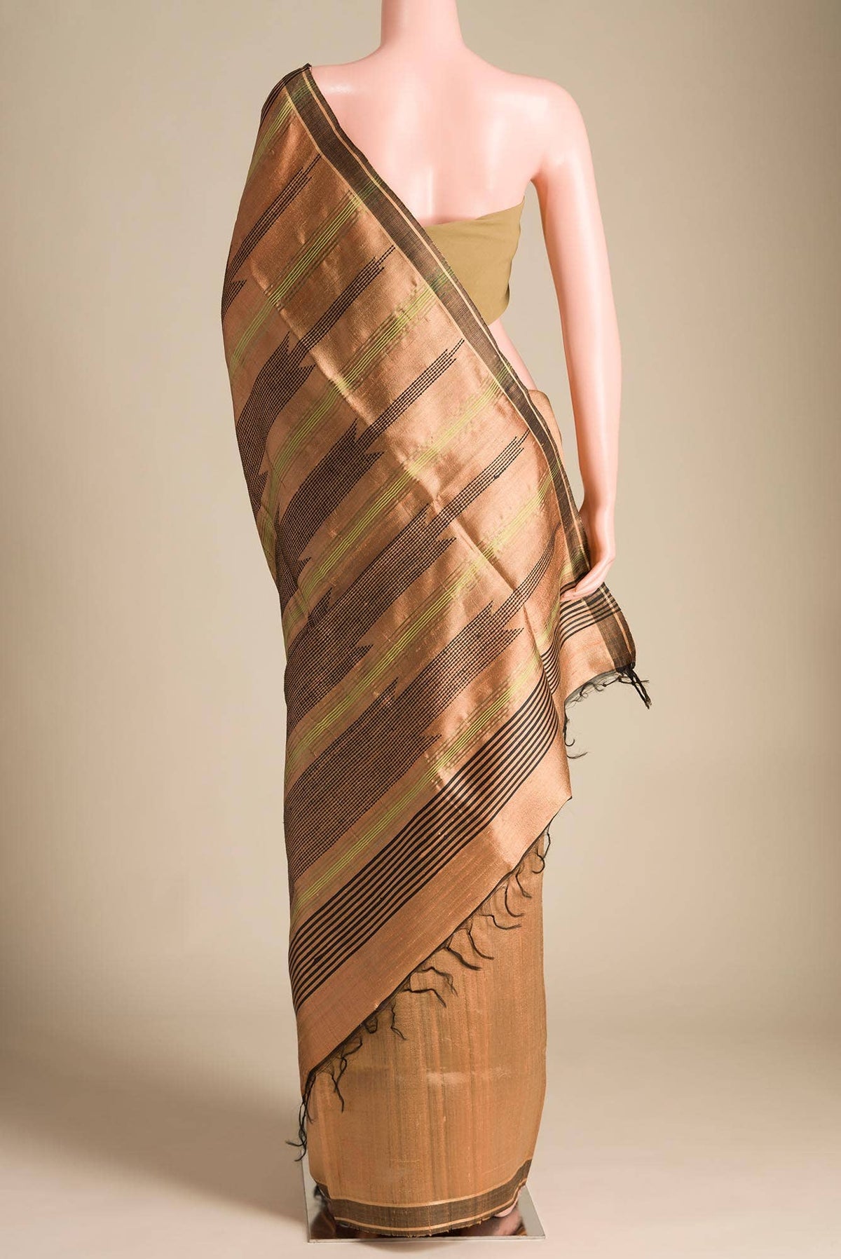 Espresso Shadow-Copper Tussar Silk Saree