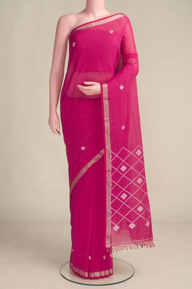 Suchitra-Dark Pink Bengal Cotton Saree