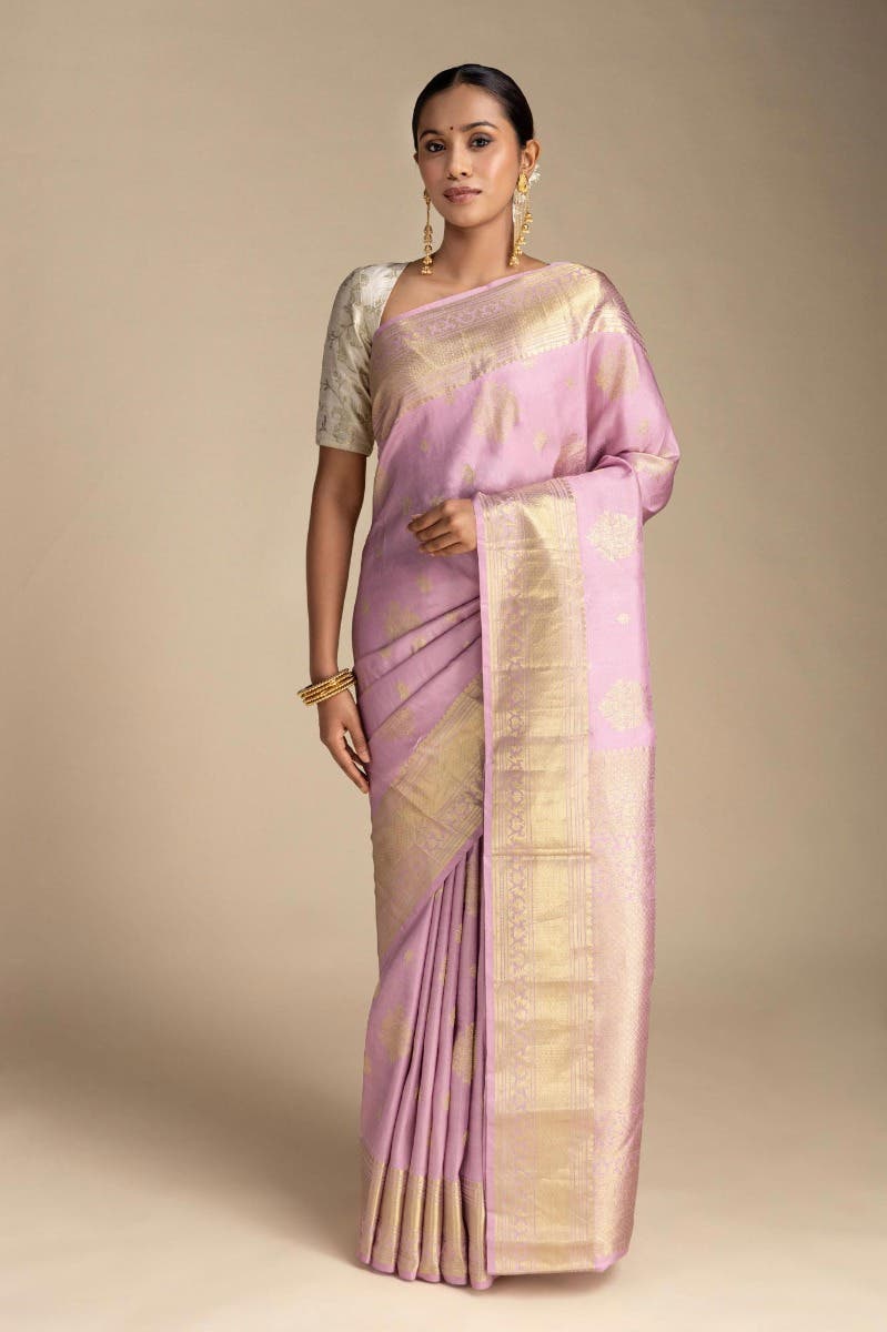 Kavini-Light Pink Kanchipuram Silk Saree