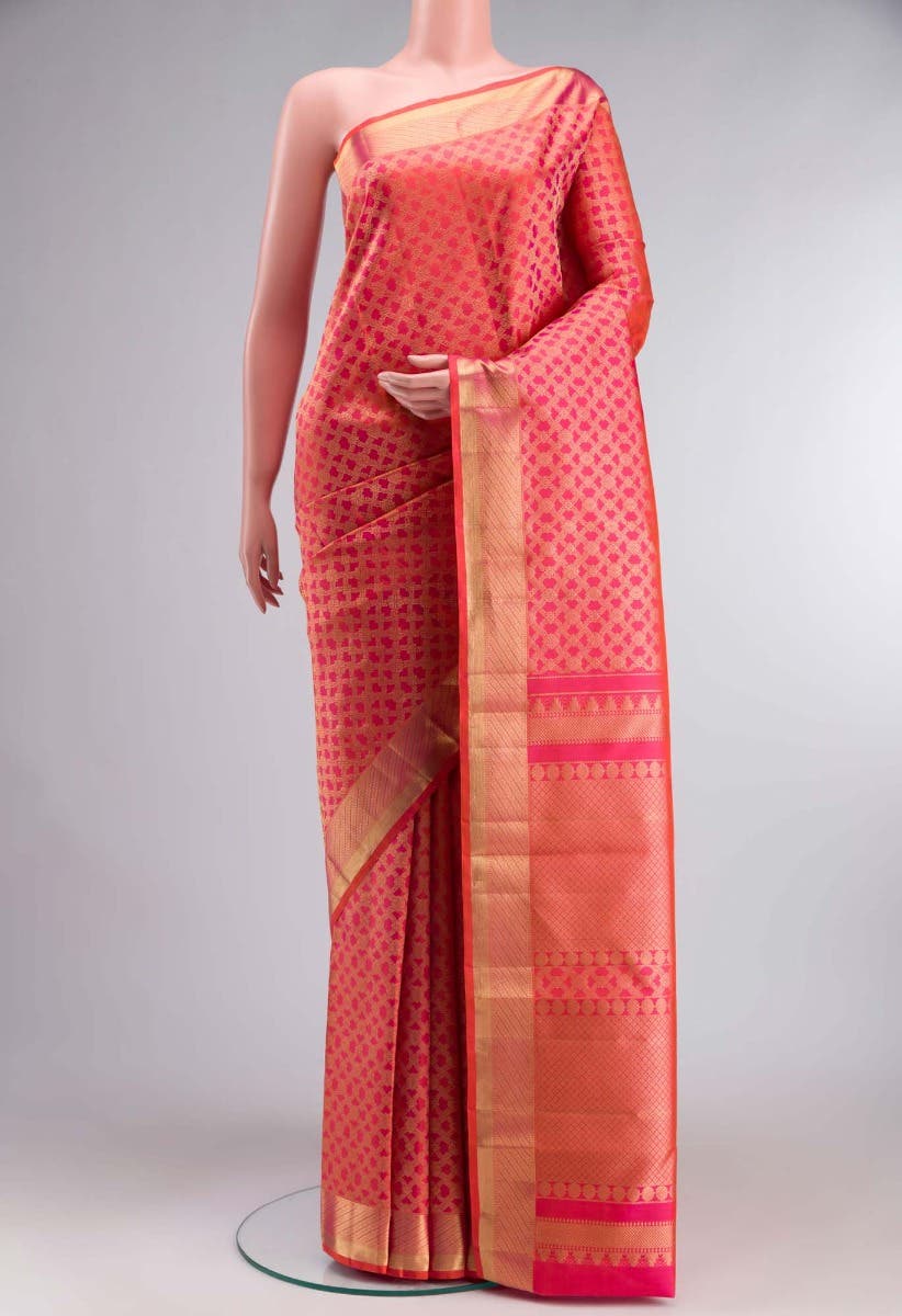 Rudrani-Pink with Orange Dual Tone Kanchipuram Silk Saree