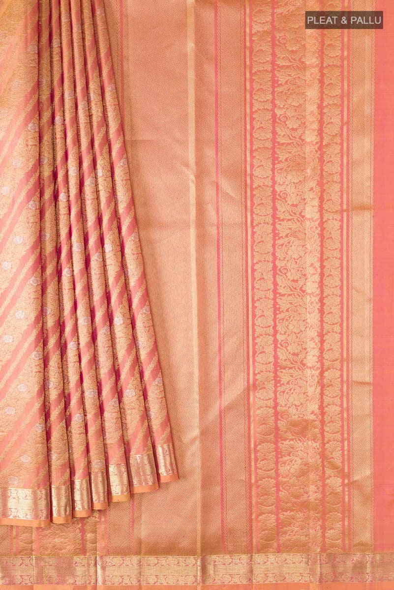 Rohini-Light Pink with Yellow Dual Tone Kanchipuram Silk Saree