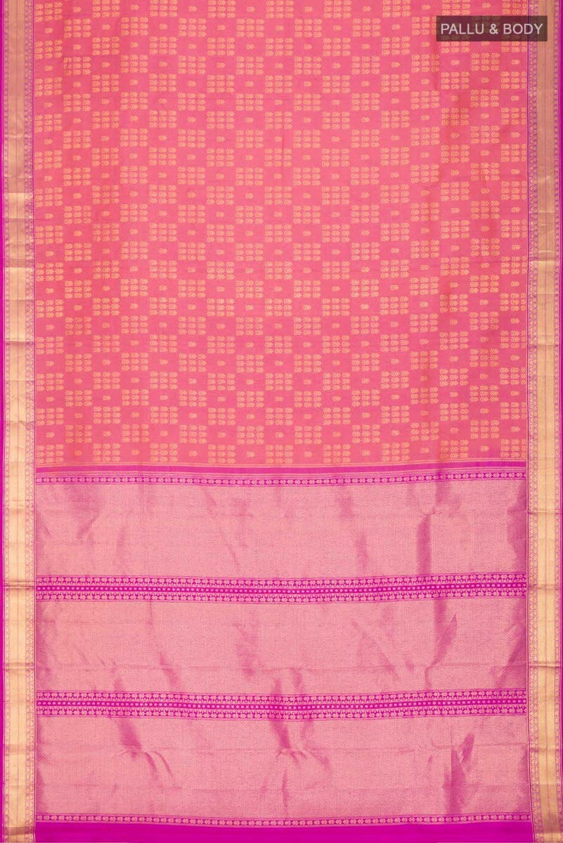Kanaka-Pink with Orange Dual Tone Kanchipuram Silk Saree
