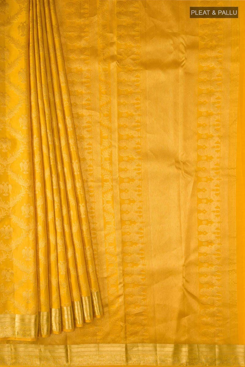 Veeravali-Yellow Kanchipuram Silk Saree