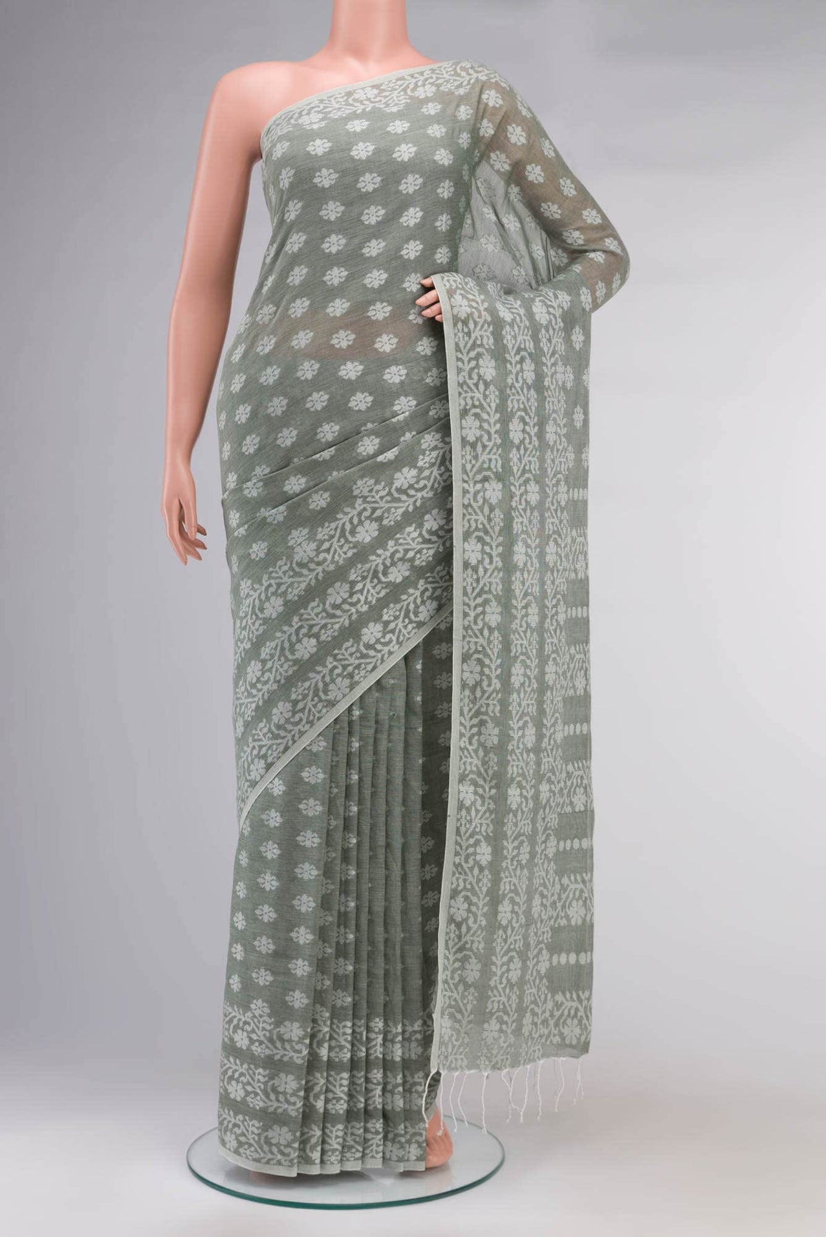 Mrinal-Sage Green Bengal Cotton saree