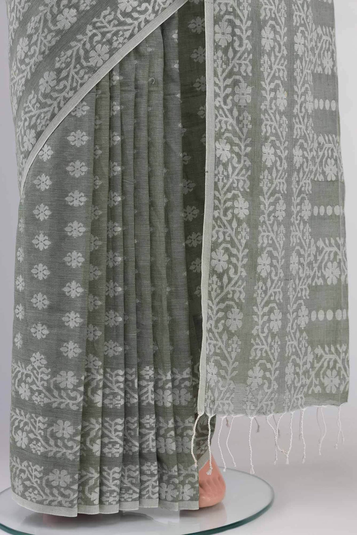 Mrinal-Sage Green Bengal Cotton saree