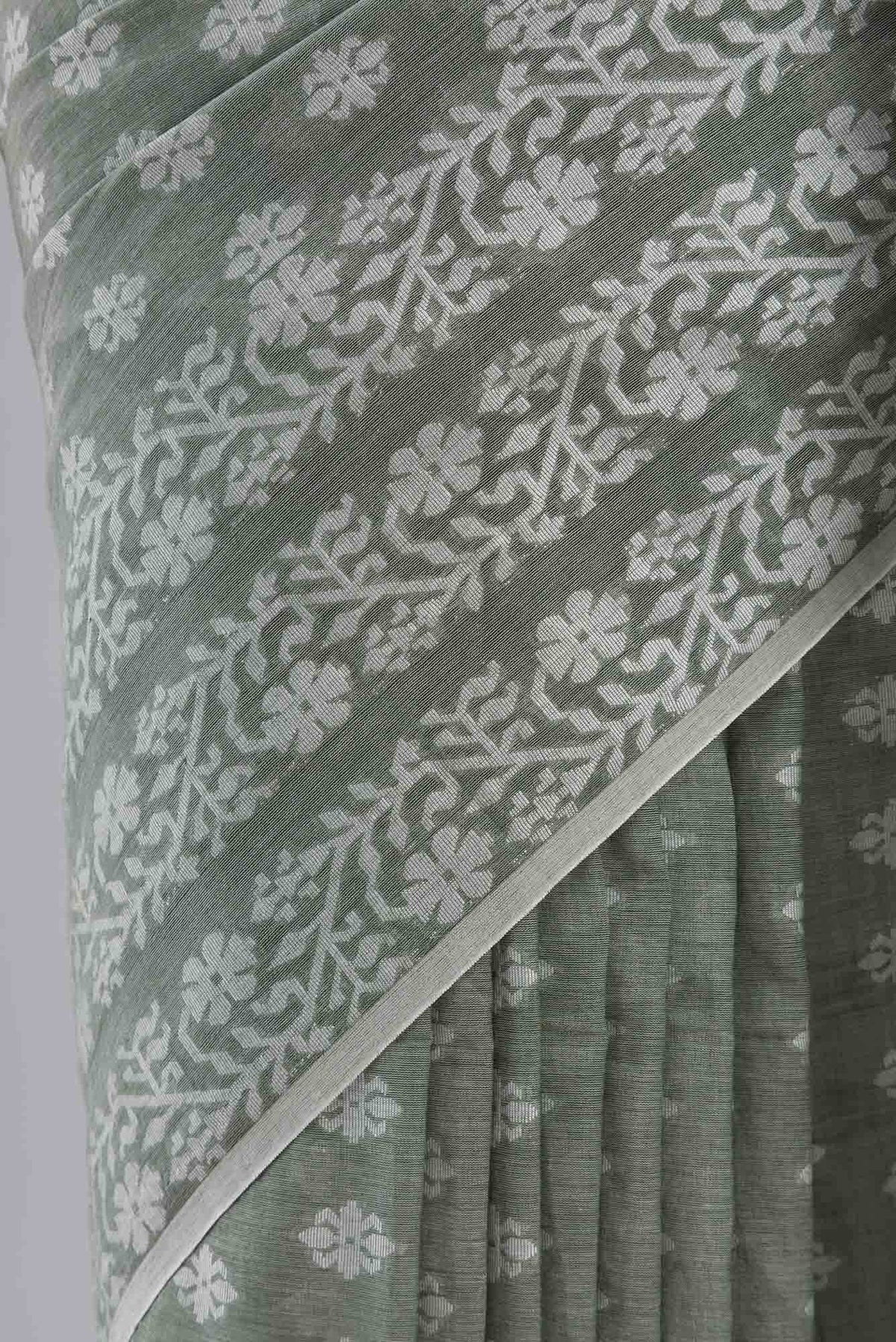 Mrinal-Sage Green Bengal Cotton saree