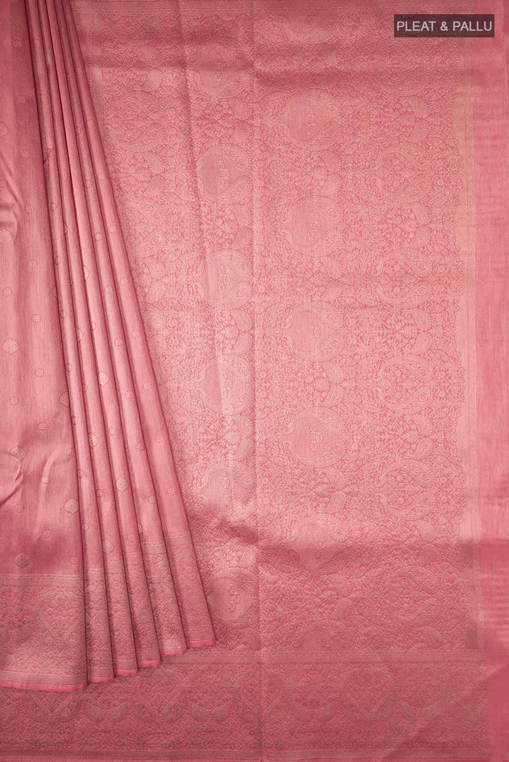 Pink Blended Tussar Silk Saree