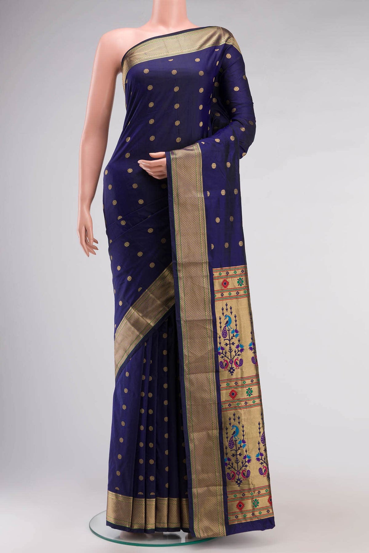 Navy Blue Blended Bangalore Silk Saree