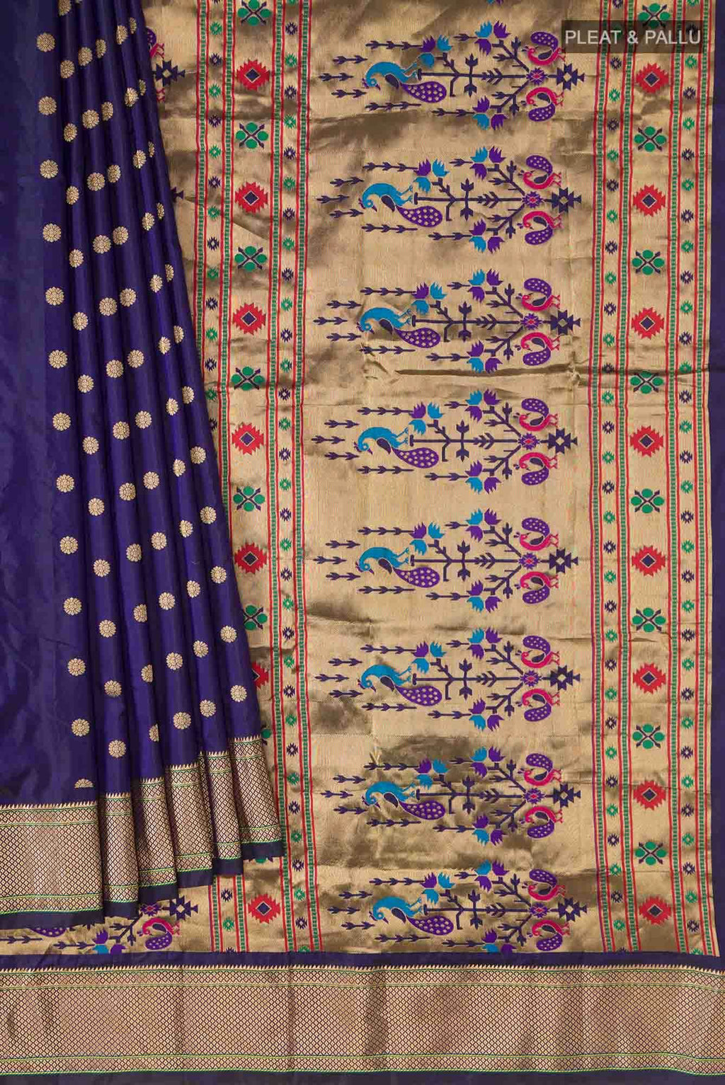Navy Blue Blended Bangalore Silk Saree