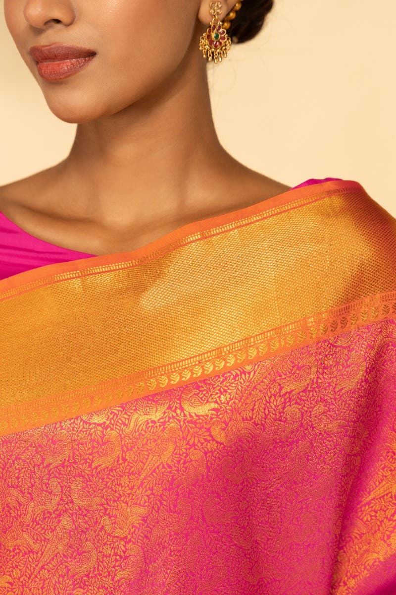 Sundiri-Pink Kanchipuram Silk Saree