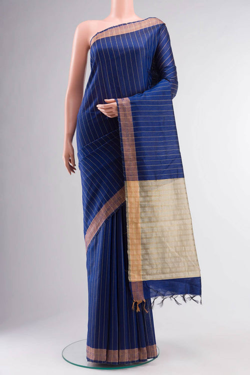 Avni-Royal Blue Bhagalpuri Tussar Silk Saree