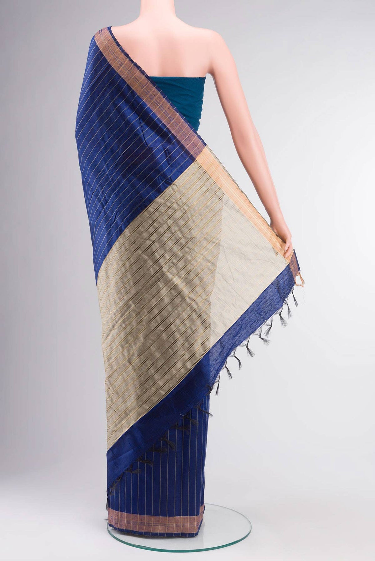 Avni-Royal Blue Bhagalpuri Tussar Silk Saree