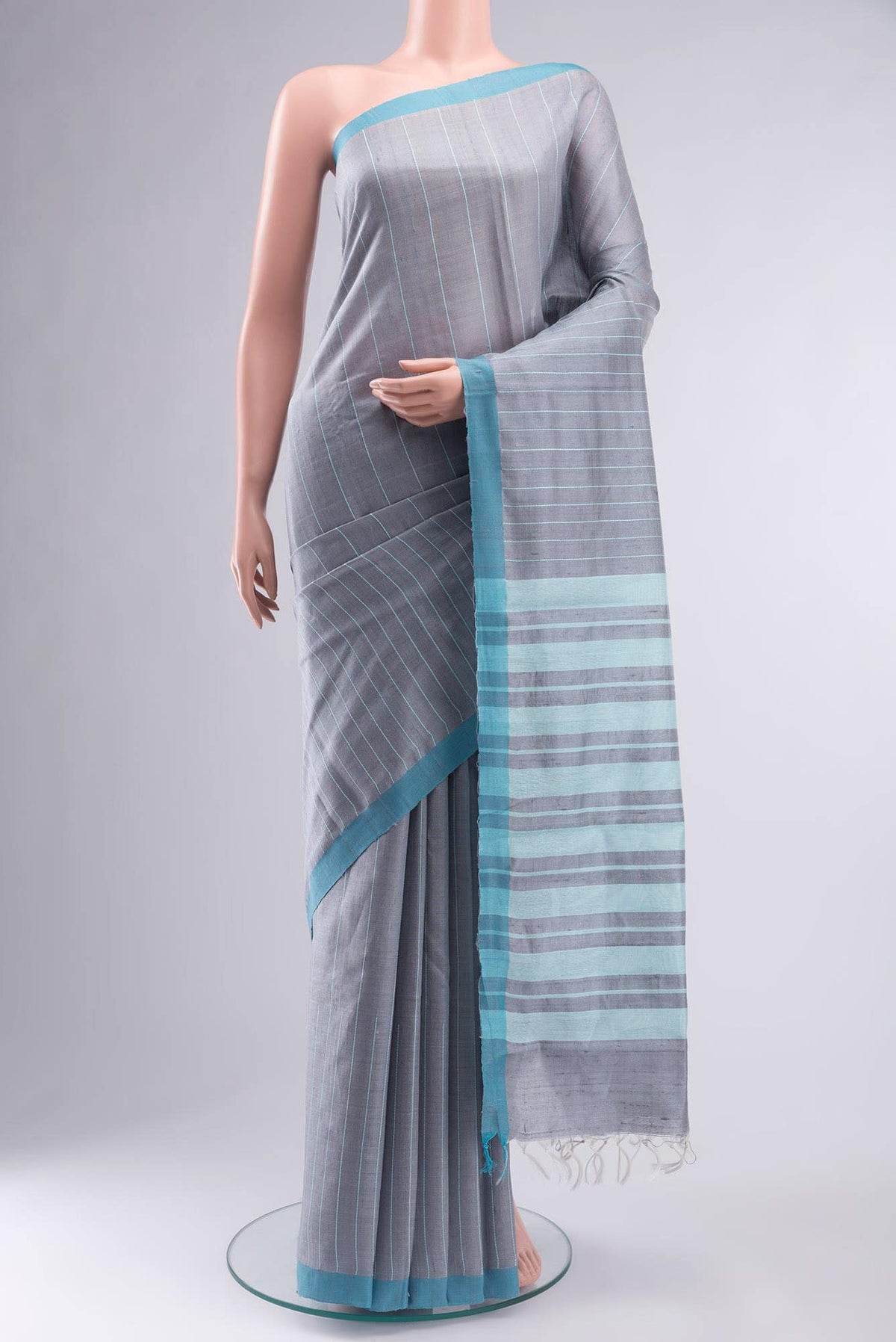 Amisha-Grey Bhagalpuri Tussar Silk Saree