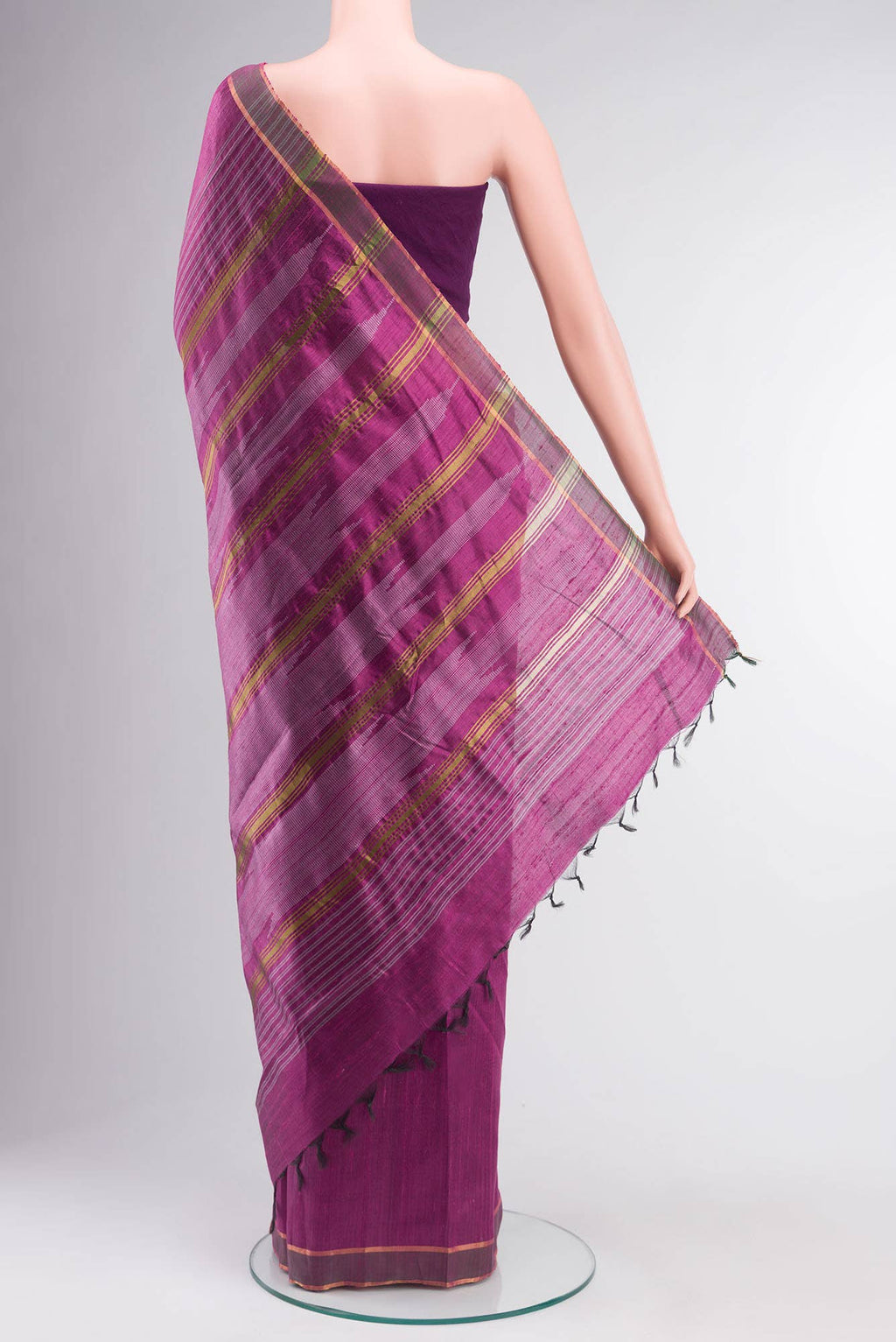 Mystic Berry-Magenta Bhagalpuri Tussar Silk Saree