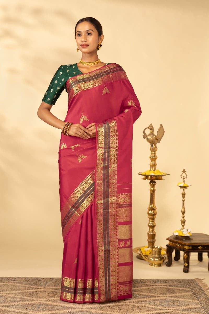 Madhuvam-Red Kanchipuram Silk Saree