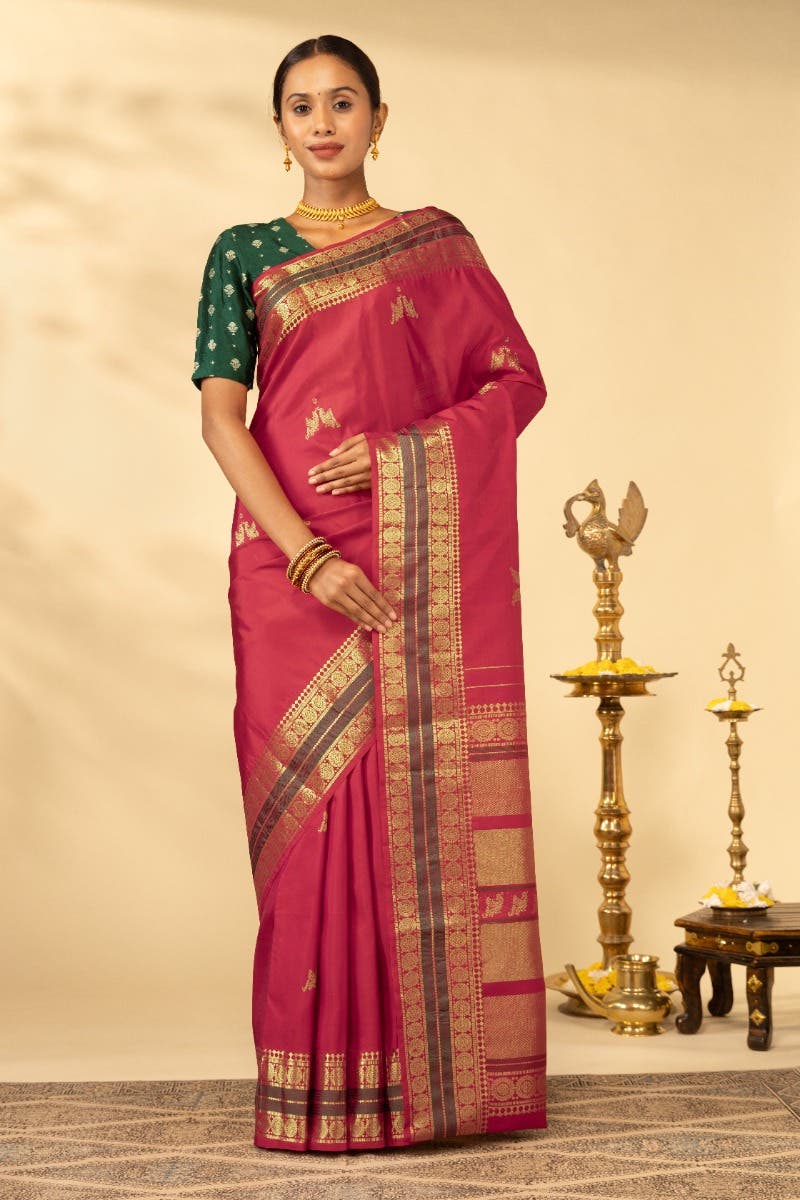 Madhuvam-Red Kanchipuram Silk Saree