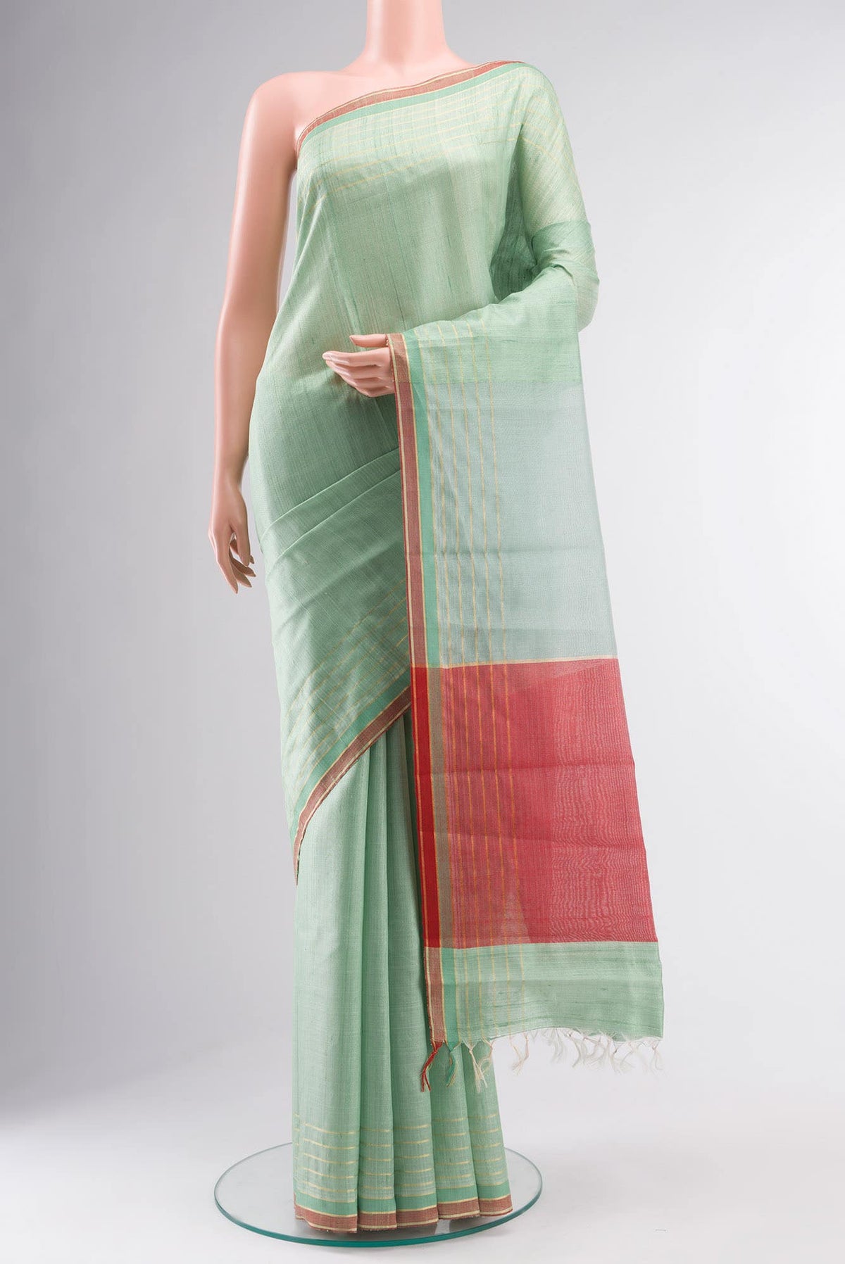 Erina-Mint Green Bhagalpuri Tussar Silk Saree