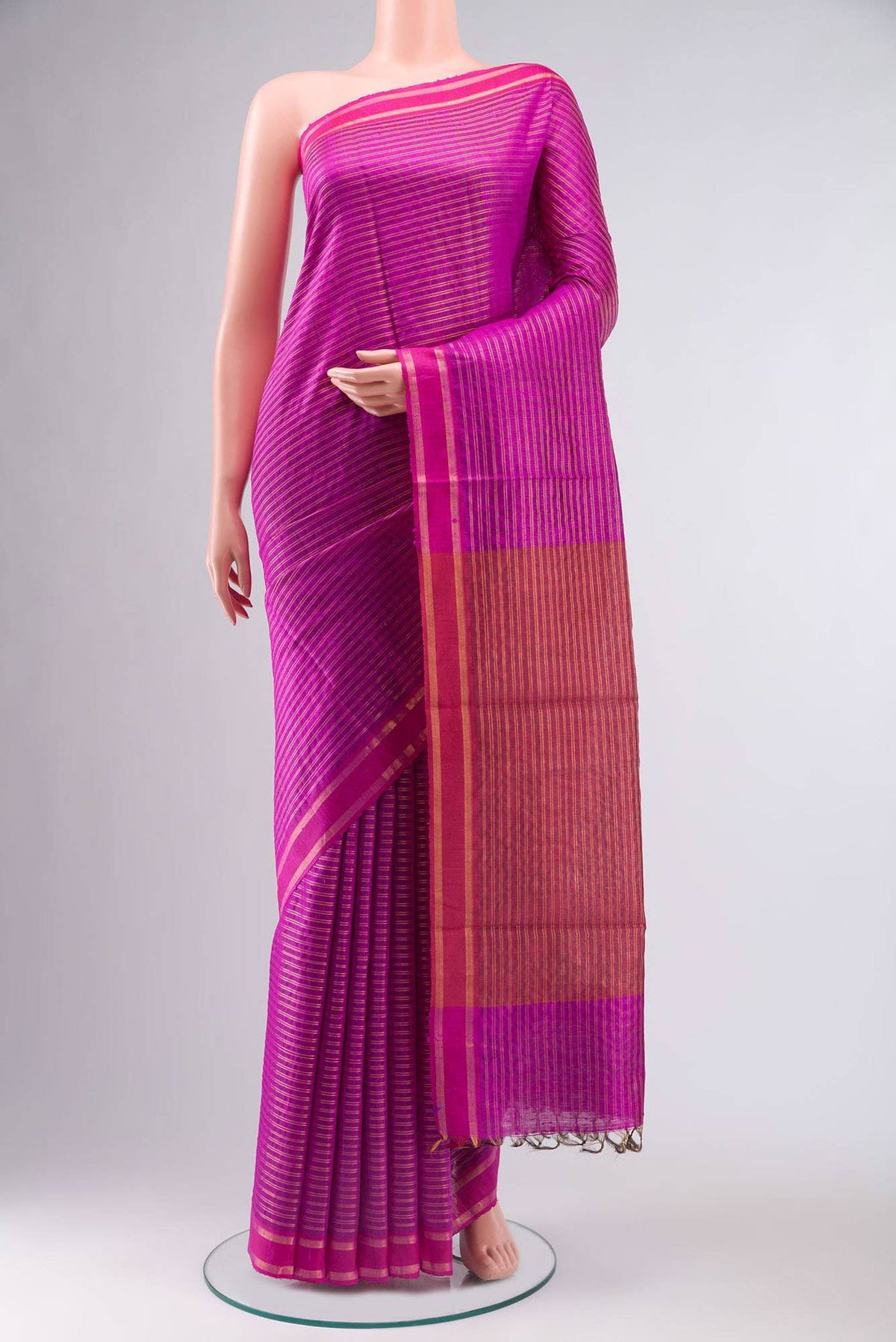 Akira-Dark Pink Bhagalpuri Tussar Silk Saree