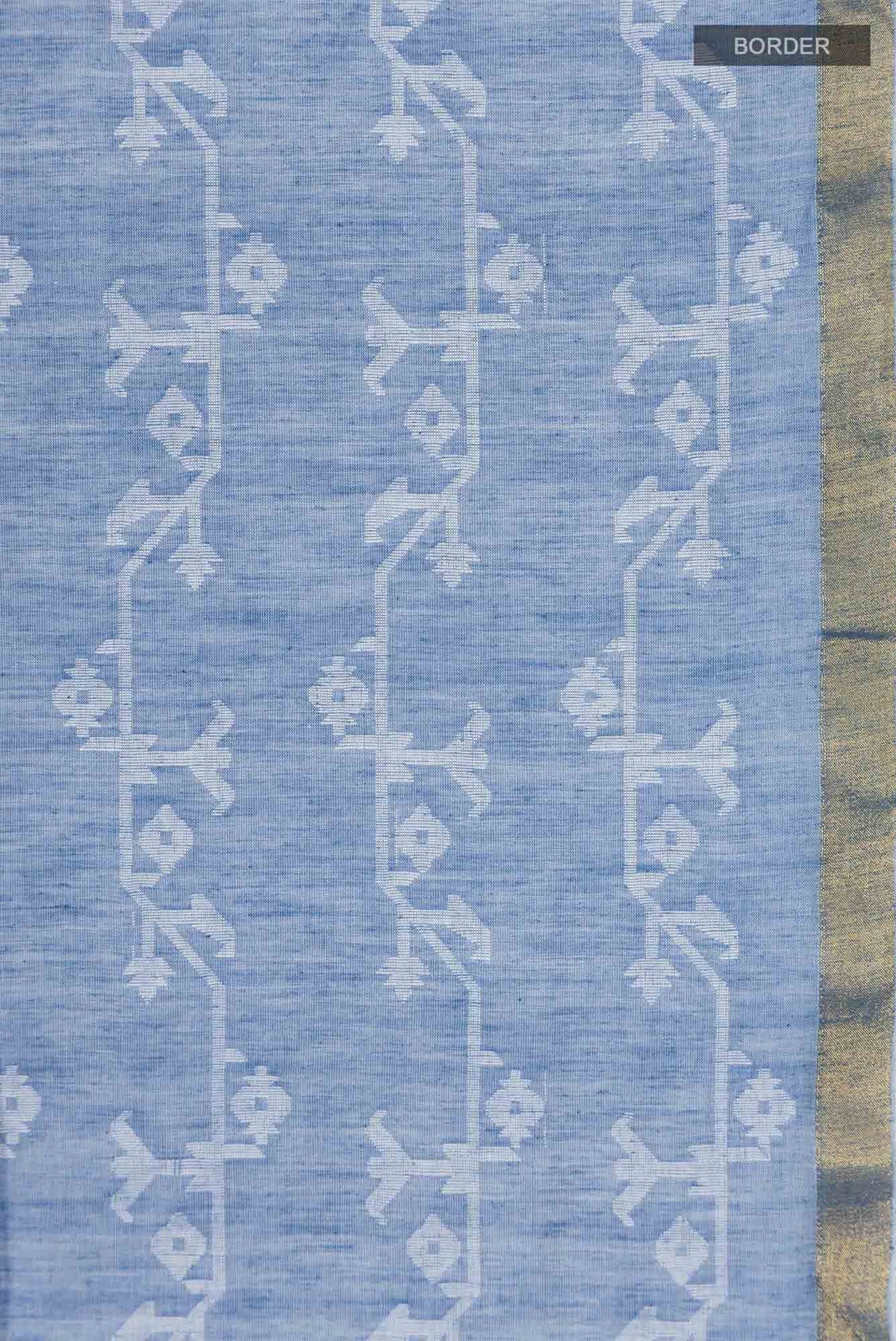 Kadambini-Dusty Blue Bengal Cotton Saree
