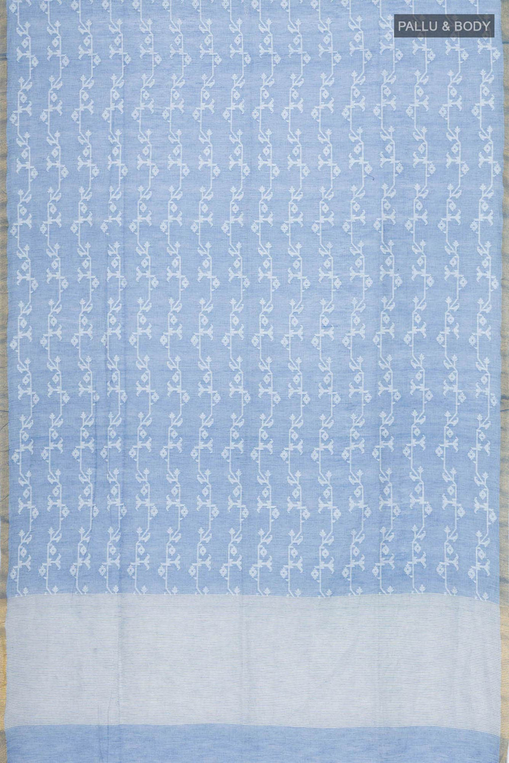 Kadambini-Dusty Blue Bengal Cotton Saree