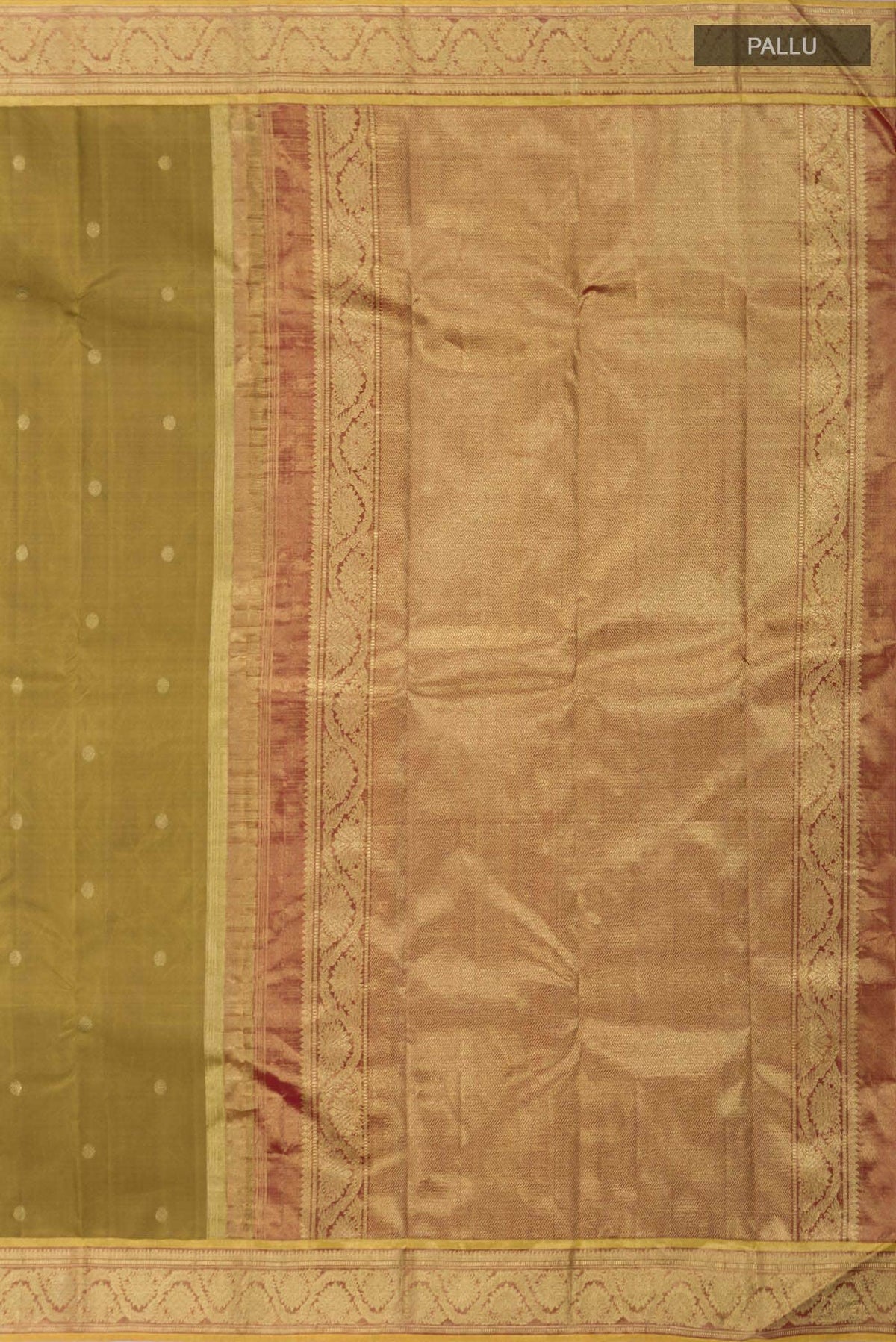 Suvarna-Pure Silk Pure Gold Zari Olive Green Kanchipuram Saree