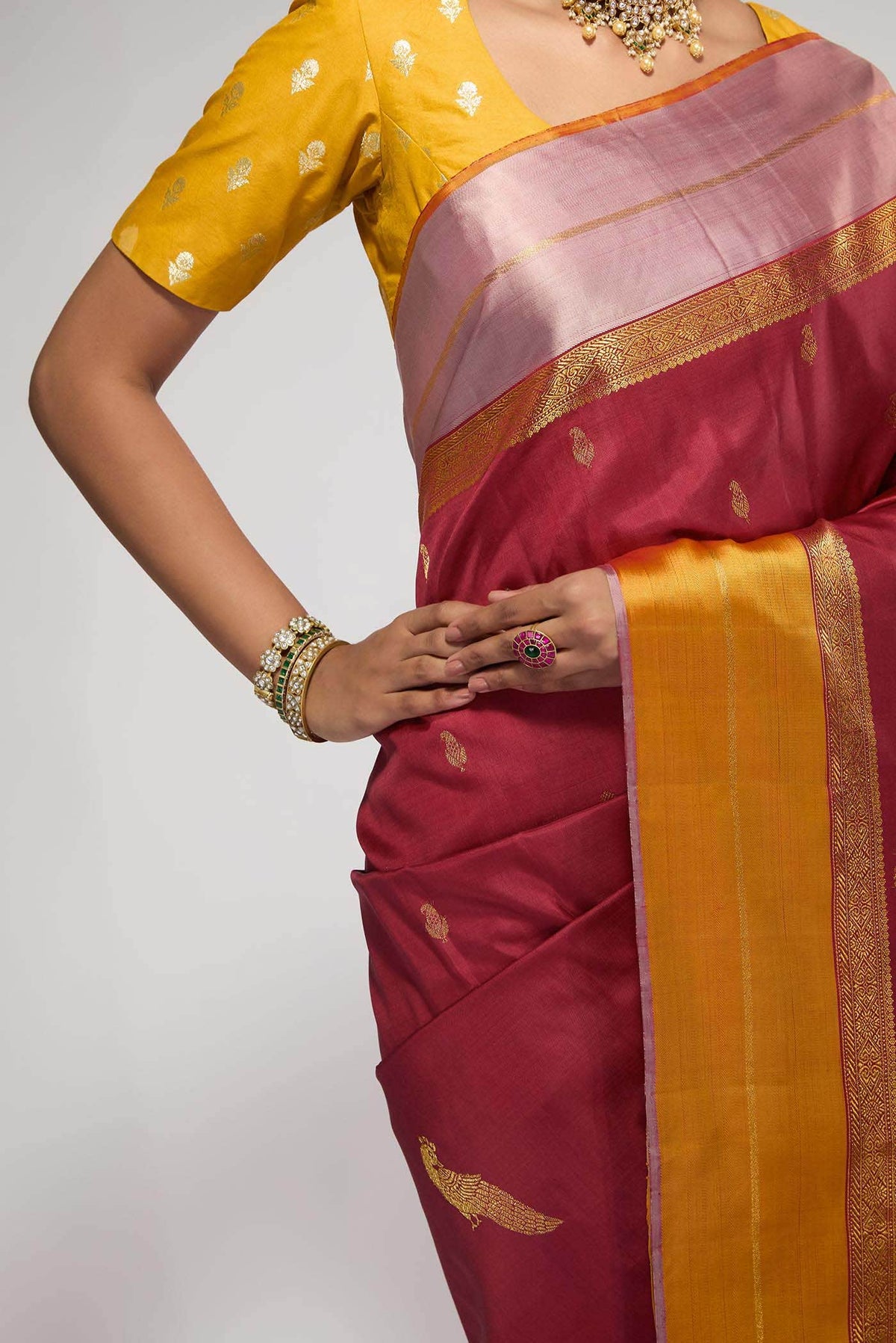 Varnika-Pure Silk Pure Gold Zari Red Kanchipuram Saree