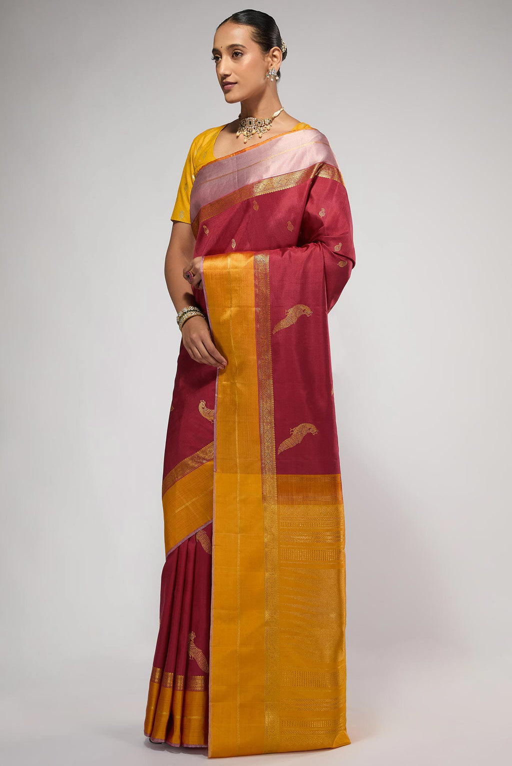 Varnika-Pure Silk Pure Gold Zari Red Kanchipuram Saree