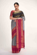 Kamala-Pure Silk Pure Gold Zari Grey Kanchipuram Saree
