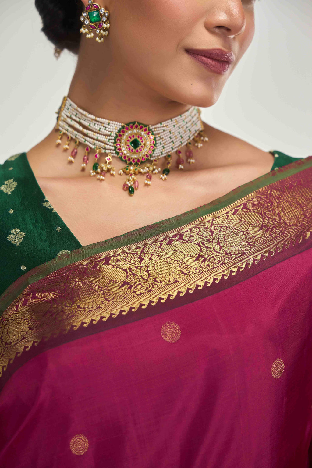 Dvisha-Pure Silk Pure Gold Zari Arraku Red Kanchipuram Saree