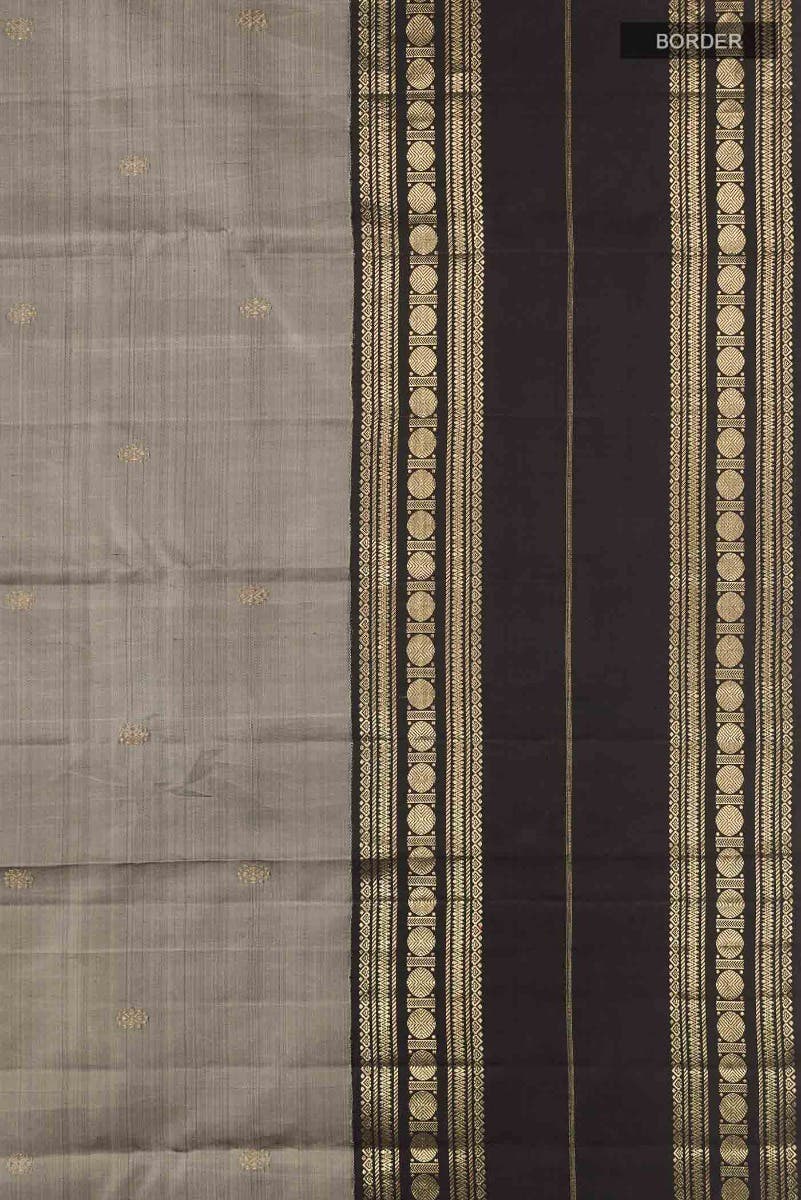 Kamala-Pure Silk Pure Gold Zari Narmadi Grey Kanchipuram Saree