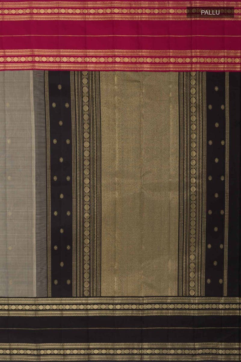 Kamala-Pure Silk Pure Gold Zari Narmadi Grey Kanchipuram Saree