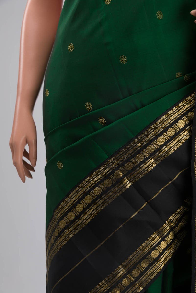 Kamala-Pure Silk Pure Gold Zari Green Kanchipuram Saree