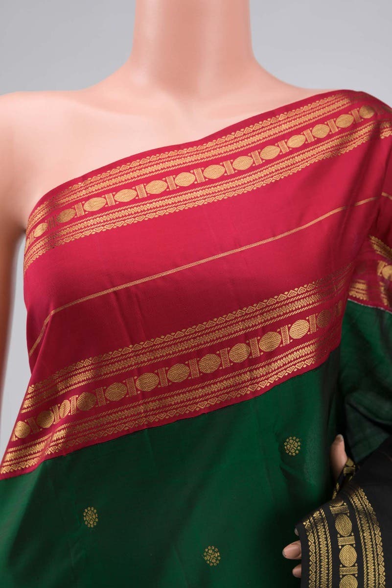 Kamala-Pure Silk Pure Gold Zari Green Kanchipuram Saree
