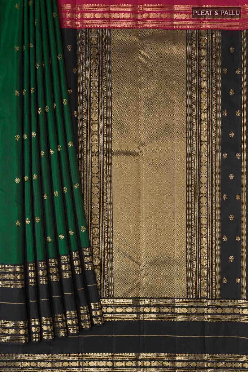 Kamala-Pure Silk Pure Gold Zari Green Kanchipuram Saree