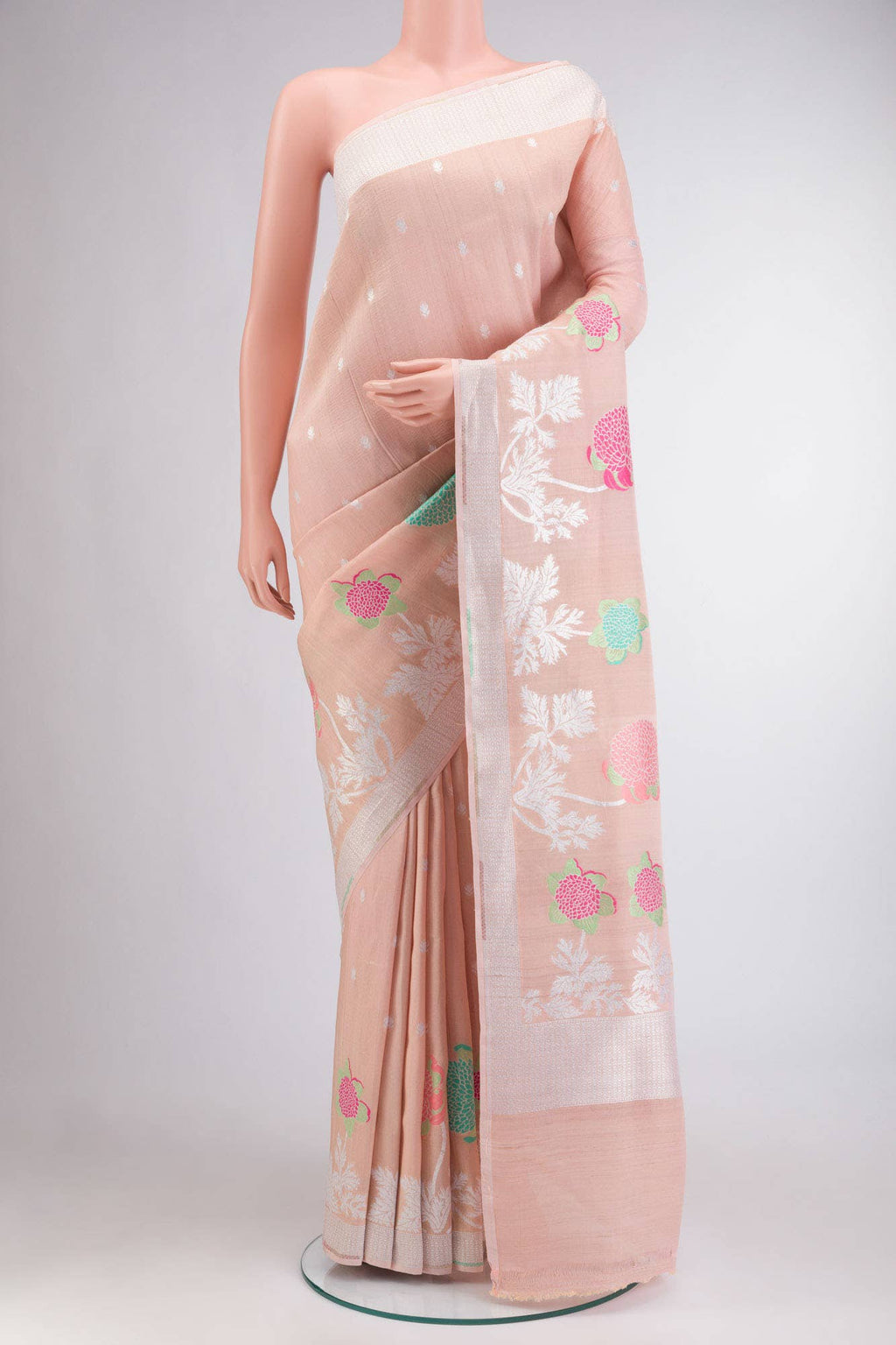 Peach Banarasi Georgette Saree