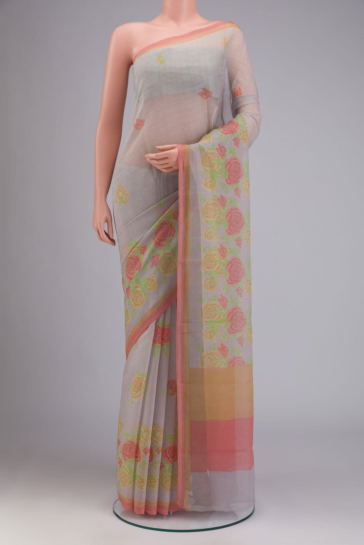 Grey Chiffon Saree
