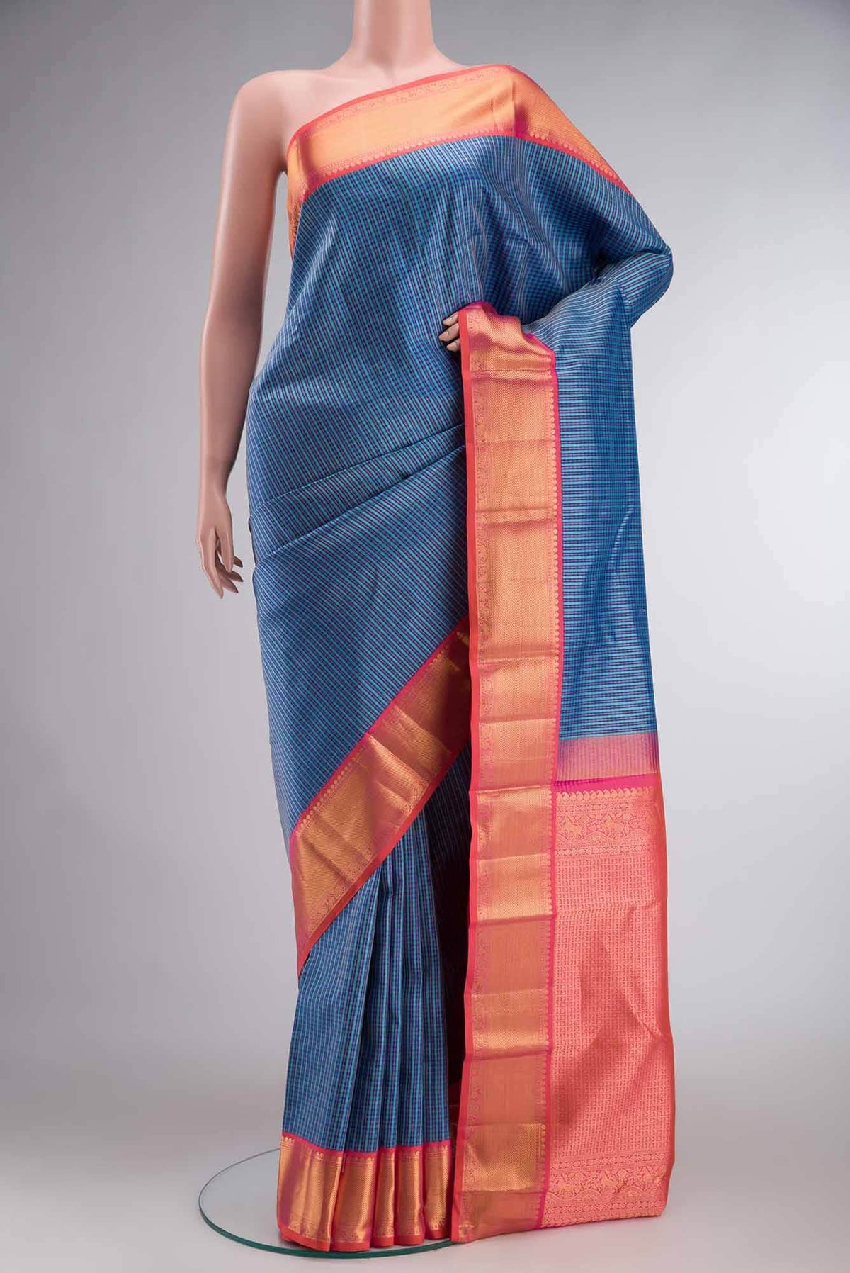 Blue Dual Tone Kanchipuram Silk Saree