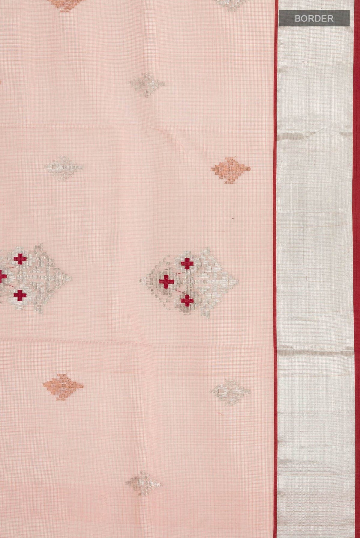 Pure Silk Pure Zari Peach Kora Saree