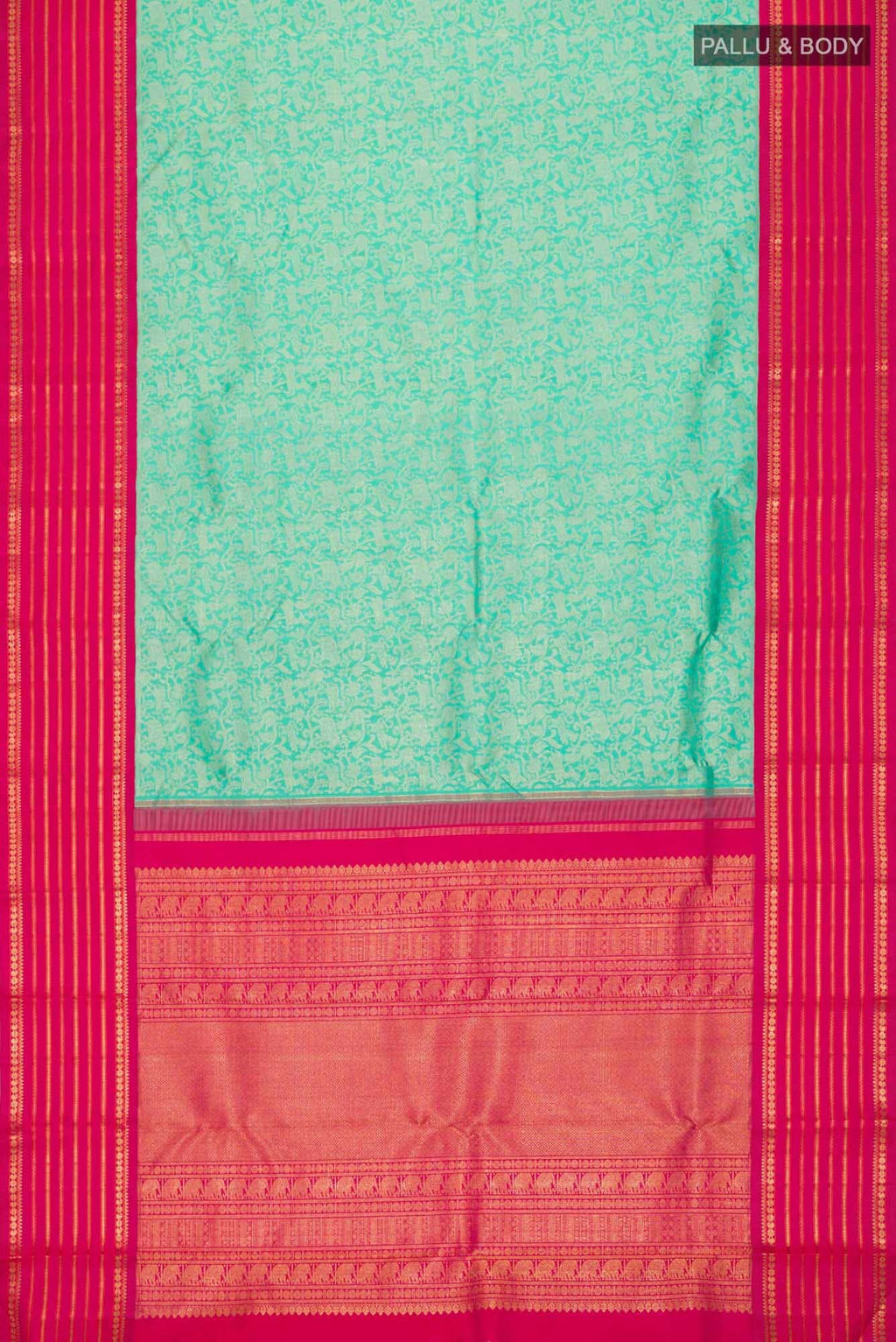 Pure Silk Pure Zari Turquoise Kanjivaram Saree