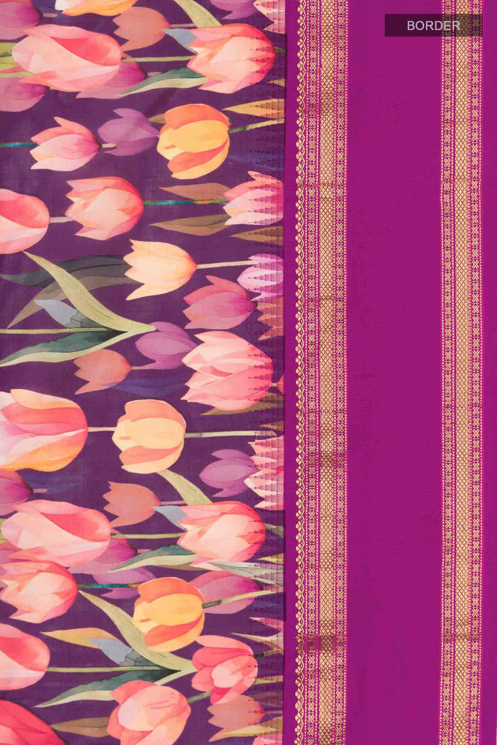 Purple Printed Silk Saree