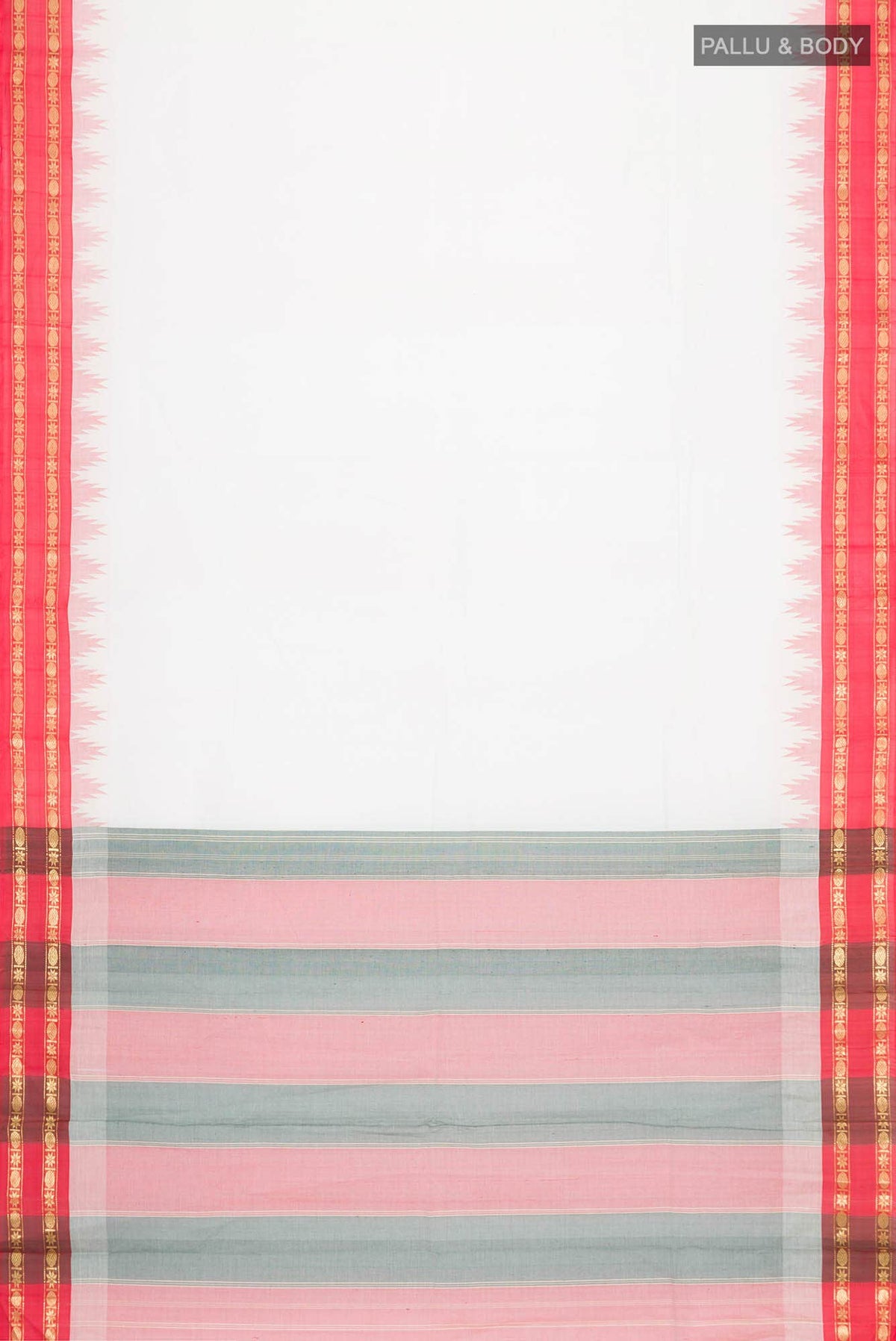 White Kanchi Cotton Saree