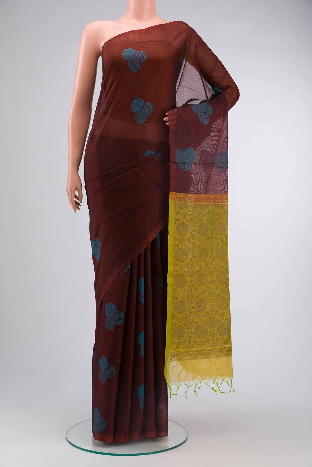 Brown Silk Cotton Saree