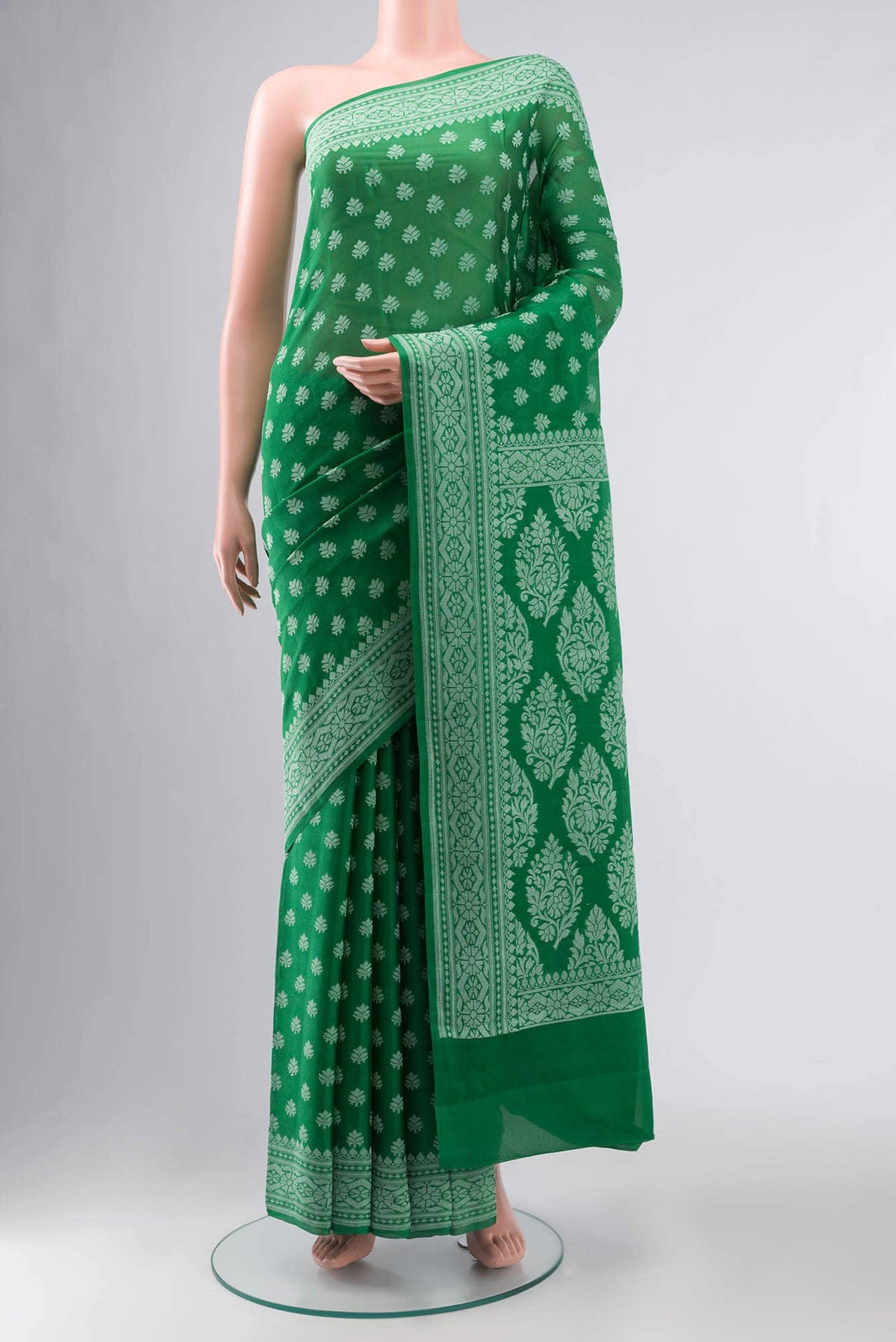 Green Banarasi Georgette Saree